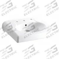 KOHLER Bathroom Sink: Brenham™, White, Vitreous China, 22 in Overall Lg, 19 3/4 in Overall Wd (MPN K-1997-SS8-0). Key specifications — Series: Brenham™; Includes: Wall Hanger; Color: White; Brand: KOHLER; Sink Type: Bathroom; Material: Vitreous China; Sink Material: Ceramic.