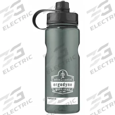 CHILL-ITS BY ERGODYNE Water Bottle: 34 oz Capacity, Black, Plastic, BPA-Free - Plastic Water Bottles