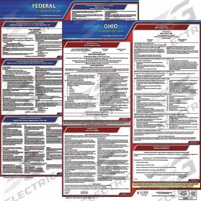 JJ KELLER Labor Law Poster: OH, English, Plastic, 20 in x 24 in - State & Federal Labor Law Poster Sets
