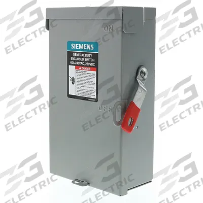 Siemens Safety Switch: Fusible, 60 A, Three Phase, 240V AC, Galvanized Steel - Fusible Safety Switches
