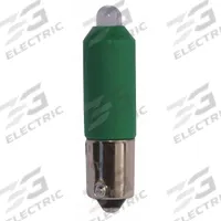 EATON Compact LED Bulb: LED, Miniature Bayonet (BA9s), (T) Tubular, T3-1/4, 120V AC/DC, 1 W Watt (MPN HT8LEDGF7). Key specifications — Light Color: Green; Voltage: 120V AC/DC; Brand: EATON; Bulb Shape: T3-1/4.