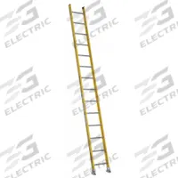 WERNER Straight Ladder: 14 ft Ladder Size, Fiberglass, 375 lb Load Capacity, 32 lb Wt, 14 Rungs (MPN 7114-1). Key specifications — Color: Yellow; Brand: WERNER; Included Features: Mar-Resistant End Caps; Shoe Type: Slip-Resistant.