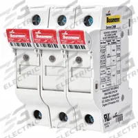 BUSSMANN Fuse Block: Finger-Safe, 3 Pole, 600 V AC, DIN Rail Mounting, Box Lug Termination (MPN CHM3DNIU). Key specifications — Brand: BUSSMANN.