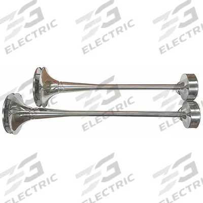 FIAMM Air Horn: 12V DC, Full Tone, Air, Silver, Chrome Plated, 126 dB Sound Level - Max - Air-Powered Horns