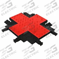 CHECKERS Cable Protector 4-Way Cross: 5 Channels, Hinged, 1 13/40 in Max Cable Dia, 28 1/4 in Wd (MPN GDCR5X125-O/B). Key specifications — Brand: CHECKERS; Color: Black/Orange; Component: Cross 4-Way; Material: Polyurethane.