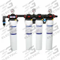 3M Water Filter System: 5 micron, 15 gpm, 225,000 gal, 11 in Overall Ht, 25 in Overall Dia (MPN HFP398-CLX-PL; 5639501). Key specifications — Connection Type: NPT; Filter Media: Activated Carbon; Reduces: Particulates; Brand: 3M.