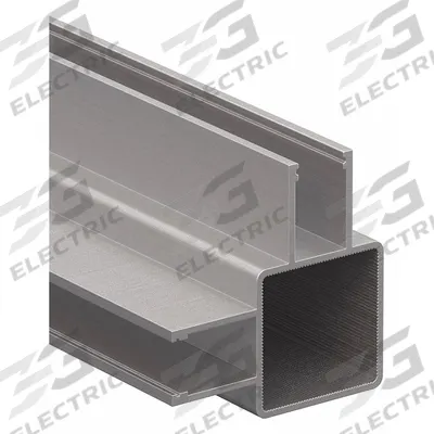 FAZTEK Double-Flanged Square Tube Profile: 1 in x 1 in, 4 ft Lg, 2 Open Slots - Double-Flanged Square Profile