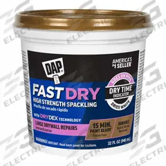 DAP Spackle: DryDex, 10 1/2 in x 10 in, 32 oz Container Size, Tub, Pink to White (MPN 7079818451). Key specifications — Color: Pink to White; Series: DryDex; Brand: DAP.