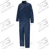 BULWARK Coverall: 11 cal/sq cm ATPV, Men's, XL, Regular, 49 in Max. Chest Size, Excel FR® ( 9 oz ) (MPN CED2NV RG XL). Key specifications — Entry Closure Type: Zipper; Brand: BULWARK; Coverall Collar Style: Lay-Flat; Color: Blue.