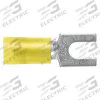PANDUIT Fork Terminals: Yellow, Nylon, #8 Stud Size, 12 AWG – 10 AWG Wire Range, Std Fork, 600 V (MPN PN10-8F-D). Key specifications — Barrel Style: Insulation Grip; Manufacturer Part Number: PN10-8F-D; Brand: PANDUIT; Series: CT.