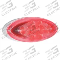 MAXXIMA Clearance Marker Light: Clearance Light, LED, Oval, Surface Mount, Clear/Red, Hole, IP67 (MPN M20344CH-RCL). Key specifications — Lens Color: Clear; Brand: MAXXIMA; Electrical Connection: PL-2 Connector; Lighting Technology: LED; Mount Type: Hole; SAE Lens Code: P3.
