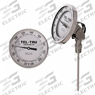 TEL-TRU Dial Thermometer: 0°F to 250°F, +/- 1% Accuracy, 18 in Stem Lg - General Purpose Dial Pocket Thermometers