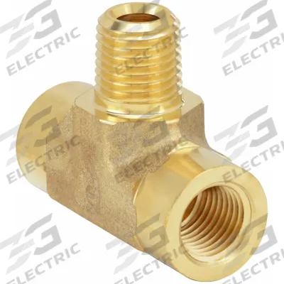 PARKER Metal Pipe Tee: Tee, CA377 Brass, 3/8 in x 3/8 in x 3/8 in - Threaded Extreme-Pressure Hydraulic Pipe Fittings