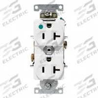LEVITON Plugs and Receptacles: Hospital Grade, Duplex, 5-20R, White, 125V AC, 20 A, 2 Pole / 3 Wire (MPN C8300-W)