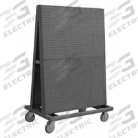 APPROVED VENDOR A-Frame Pegboard Truck: Round, 1/4 in Peg Holes, 24 in x 36 in x 56 in, Gray (MPN AF-2436-PB-5PU-95). Key specifications — Caster Wheel/Configuration: (2) Rigid; (2) Swivel with Brake; Color: Gray; Material: Steel; Brand: APPROVED VENDOR.