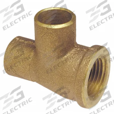 NIBCO Sweat Fitting Tee: 1 in CTS x 3/4 in Pipe x 1 in CTS, Cup x FNPT x Cup - Cast Copper & Bronze Tube Fittings