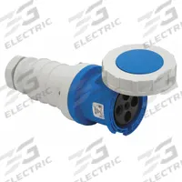 BRYANT Pin and Sleeve Connector: Blue, 200 to 250V AC, Three Phase, 100 A_125 A, 3 Pole, 4 Wire (MPN BRY4100C9W). Key specifications — Brand: BRYANT; Voltage Rating: 200 to 250V AC.
