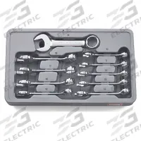 GEARWRENCH Combination Ratcheting Wrench Set: Alloy Steel, Full Polish Chrome, 10 Tools, Std (MPN 81904). Key specifications — attr309520: Full Polish Chrome; attr309519: Alloy Steel; attr324929: GEARWRENCH; attr309522: No; attr309533: Yes.