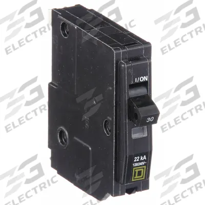 SQUARE D Miniature Circuit Breaker: 30 A, 120/240V AC, Single Phase, 22kA at 120/240V AC - QO Series, Plug-In Square D Miniature Circuit Breakers
