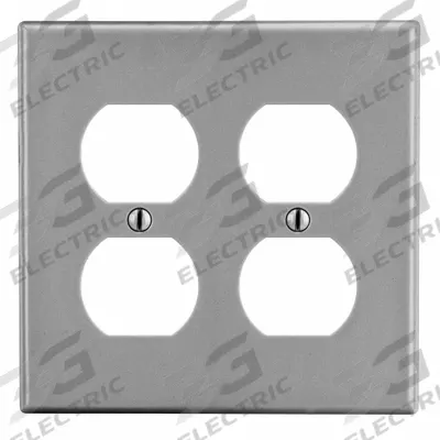 HUBBELL Wall Plate: Duplex Outlet, 2 Gang, Gray - General Purpose Wall Plates