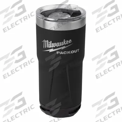 MILWAUKEE Tumbler: 20 oz Capacity, Black, Metal, 7 in Overall Ht, 3 5/8 in Overall Dia - Insulated Stainless Steel Water Bottles