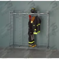 GROVES Turnout Gear Storage Rack: Free Standing, 1 Sides, 8 Compartments, Zinc Chromate, Chrome (MPN FSS-8/18). Key specifications — Material: Zinc Chromate; Brand: GROVES; Color: Chrome.