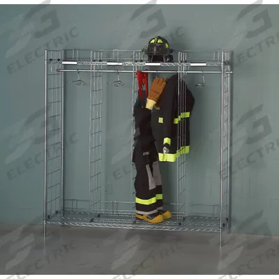 GROVES Turnout Gear Storage Rack: Free Standing, 1 Sides, 8 Compartments, Zinc Chromate - Freestanding Turnout Gear Racks