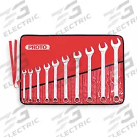 PROTO Combination Wrench Set: Alloy Steel, Satin, 10 Tools, 7/16 in to 1 in Range of Head Sizes, SAE (MPN J1200GASD). Key specifications — attr309520: Satin; attr309519: Alloy Steel; attr324929: PROTO; attr309512: Canvas Pouch; attr309522: No; attr309533: Yes.