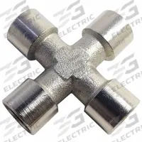 LEGRIS Metal Pipe Cross: Cross, 3/8 in x 3/8 in x 3/8 in x 3/8 in, Nickel-Plated Brass, 870 psi (MPN 0908 00 17). Key specifications — Brand: LEGRIS; Maximum Operating Pressure: 870 psi.