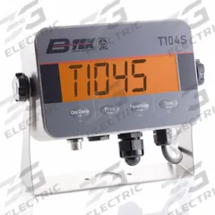 B-TEK Scale Indicator: 8 in Overall Ht, 10 in Overall Lg, 2 7/8 in Overall Wd, g/kg/lb/oz/Ton (MPN BT-T104S). Key specifications — attr1360126: B-TEK; attr1360104: Ton; attr1360123: Yes; attr1360124: Battery; attr1360105: CAN/CSA C22.2 61010-1.