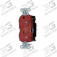 HUBBELL Receptacle: Duplex, 5-20, Red, 125V AC, 20 A, 2 Pole / 3 Wire (MPN BR20STRTR)