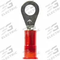3M Ring Terminal: Red, Nylon Insulation, #8 Stud Size, 22 AWG to 18 AWG Wire Sizes, 1,000 V (MPN MNG18-8R/LK). Key specifications — attr1308027: 3M.