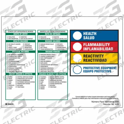 BRADY Right-To-Know Label: 8 in Ht, 6 in Wd, Paper, Adhesive, 6 in x 8 in - Safety
