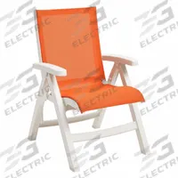 GROSFILLEX Folding Chair: Orange, White, Matte, 18 1/2 in Seat Ht, 25 in Seat Wd, 29 in Seat Dp (MPN UT095004). Key specifications — Finish: Matte; Frame Color: White; Frame Material: Resin; Seat Color: Orange; Seat Material: Fabric.