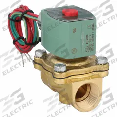 REDHAT Solenoid Valve: 2-Way, Normally Closed, 3/4 in Pipe Size, 110V AC/120V AC, Watertight (MPN 8210G009V). Key specifications — Pipe Size: 3/4 in; Voltage: 110V AC; Brand: REDHAT; Coil Enclosure: Watertight.