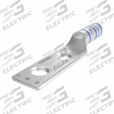 BURNDY Compression Lug: For 6 AWG, Stranded Wire, 1/4 in Stud Size, Long - Two-Hole Compression Lugs
