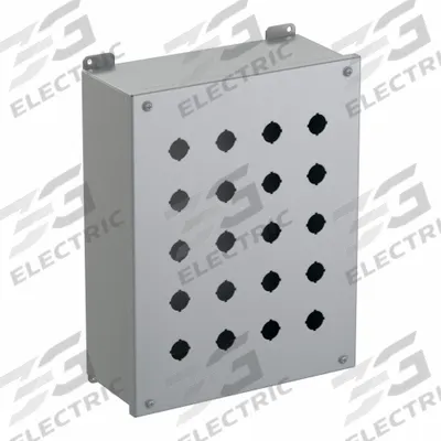 HAMMOND Push Button Enclosure: 22mm, 20 Holes, Carbon Steel - Enclosures for 22mm Operators