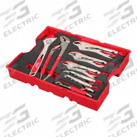 MILWAUKEE Pliers and Wrench Set: 9 Total Pcs, Pliers, SAE, Tray (MPN 48-22-0160). Key specifications — attr538253: MILWAUKEE; attr548973: (2) Straight-Jaw Pliers; attr548974: None; attr548975: None; attr548983: (2) Adjustable Wrenches.
