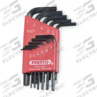 PROTO Hex Key Set: 11 - 15 Pieces, L, SAE, Std End, Short, 11 Pieces, Holder, Black Oxide, 2 Tips (MPN J4981). Key specifications — attr1205553: Not Tether Capable; attr1205554: PROTO; attr1205568: Black Oxide; attr1293176: 11 - 15 Pieces.