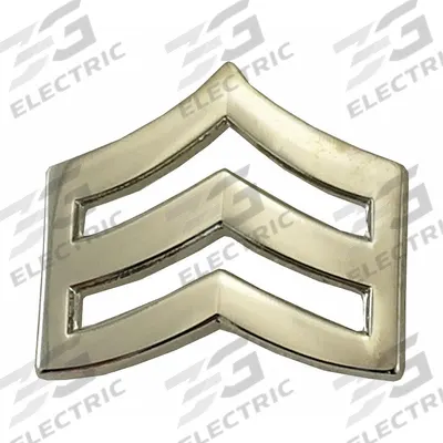 HEROS PRIDE Metal Rank Insignia: SGT. Chevron, 3/4 in, Silver, Metal, Clutch Pin - Metallic Insignia