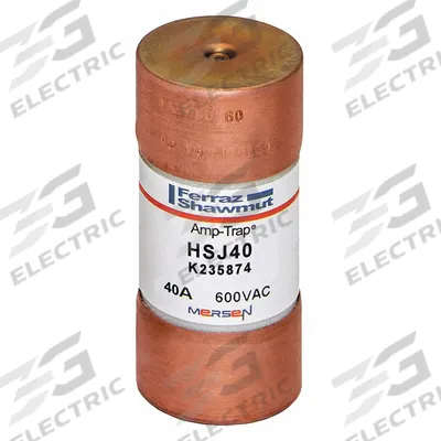 MERSEN Fuse: HSJ Series, Class J, Cylindrical Body, Very-Fast-Acting, 40 A, 600 V AC - Very-Fast-Acting Cylindrical Fuses