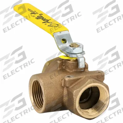 APOLLO Manual Three-Way Ball Valve: 1 in, Bronze, L Flow, FNPT x FNPT x FNPT - L-Port Bronze Ball Valves