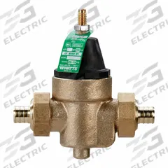 WATTS Water Pressure Reducing Valve: 3/4 in Pipe Size, Cast Copper Silicon Alloy, 25 psi to 75 psi (MPN LFN45BM1-DU-PEX X PEX). Key specifications — Brand: WATTS; Low-Lead Compliance: Low-Lead Compliant.
