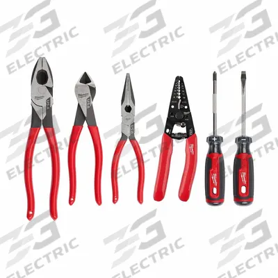 MILWAUKEE Tool Set: 6 Total Pcs, Electrical and Telecom Tools/Pliers - Tool Only Sets