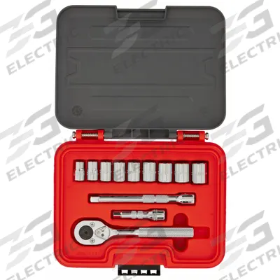 PROTO Socket Set: 3/8 in Drive, 12 Piece, Metric - Metric Socket Sets with Drive Tools