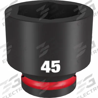 MILWAUKEE Standard Impact Socket: 3/4 in Drive Size, Metric, 45 mm Socket Size, 6-Point - 3/4" Drive Impact Sockets