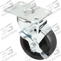 APPROVED VENDOR Plate Caster: Swivel, Side Brake, Polyolefin, 5 in Wheel Dia., 1 1/2 in Wheel Wd (MPN 33J016). Key specifications — Brand: APPROVED VENDOR; Wheel/Tread Color: Black; Roll Up: Swivel with Brake.