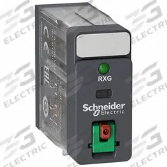 SCHNEIDER Relay: Socket Mounted, 5 A Current Rating, 220V AC, DPDT, 8 Pins/Terminals, J Socket (MPN RXG22M7). Key specifications — Brand: SCHNEIDER; Base Type: Square; Mounting Style: Plug-In; Pin Shape: Flat; Electrical Connection: Quick-Connect; Manufacturer Part Number: RXG22M7; Series: Harmony™ RXG Series.