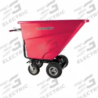 MAGLINER Powered Dump Bin Cart: Powered, 13.5 cu ft Cubic Foot Capacity, 400 lb Load Capacity, Red (MPN MHCSAB). Key specifications — Color: Red; Brand: MAGLINER; Caster/Wheel Configuration: (2) Swivel; Battery Chemistry: Sealed Lead Acid; Battery Type: Absorbent Glass Mat (AGM).