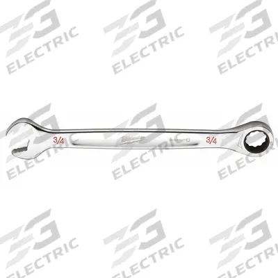 MILWAUKEE Ratcheting Combination Wrench: Chrome Vanadium Steel, Chrome, 3/4 in Head Size - SAE 12-Point Ratcheting Combination Wrenches